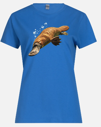 platypus image on a blue tshirt