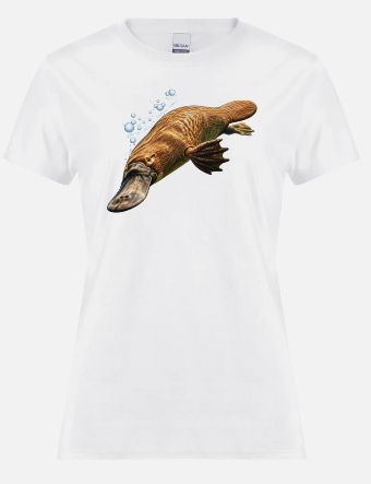 platypus image on a white tshirt