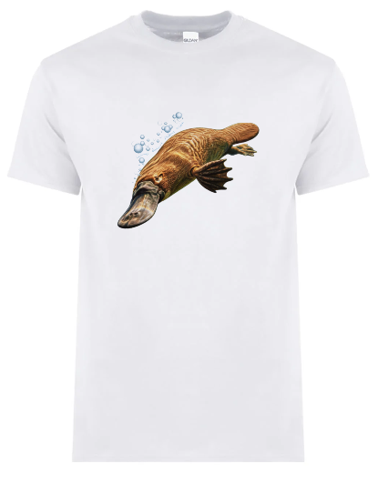 platypus image on a white tshirt
