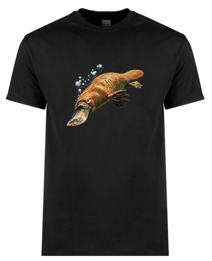 platypus image on a black tshirt