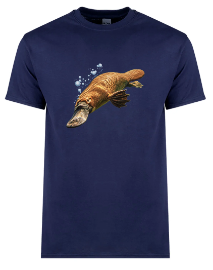 platypus image on a navy tshirt